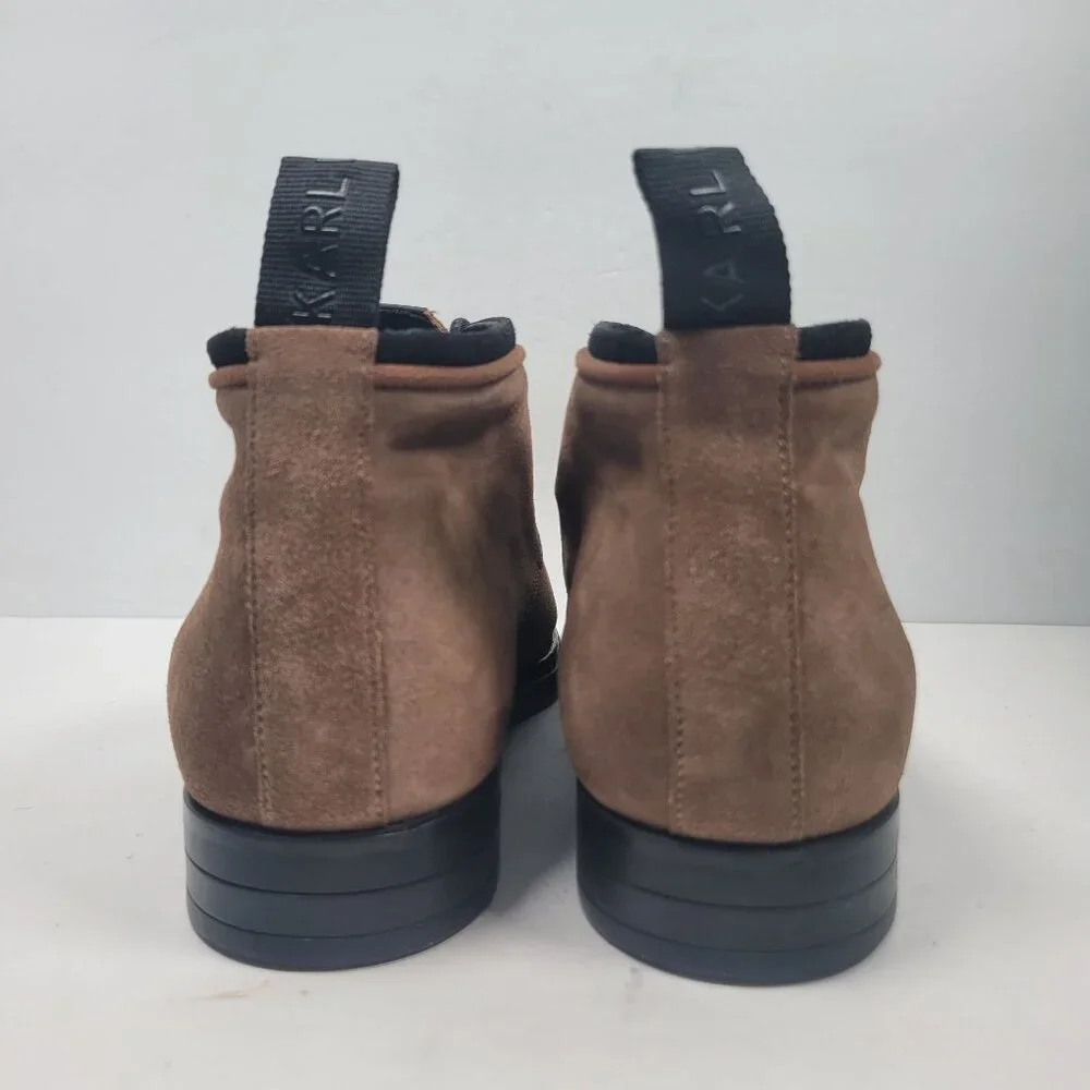 Karl Lagerfeld Men's Brown Leather Lace-Up Ankle Boots US Size 13 EU 46